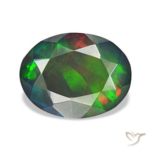 1.60ct Multicolore Opale nero, Ovale, Opaco