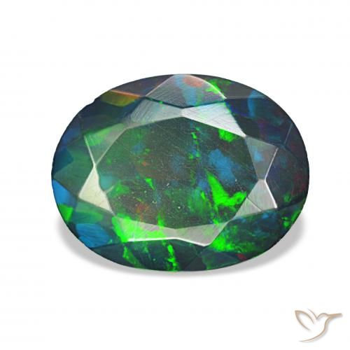 Opale nero Multicolore naturale da 1.27 ct, Ovale, Opaco