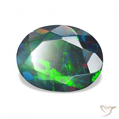 Opale nero Multicolore naturale da 1.27 ct, Ovale, Opaco