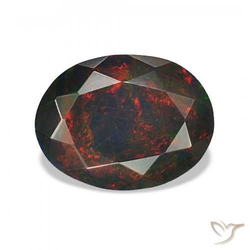 Opale nero Multicolore naturale da 1.28 ct, Ovale, Opaco