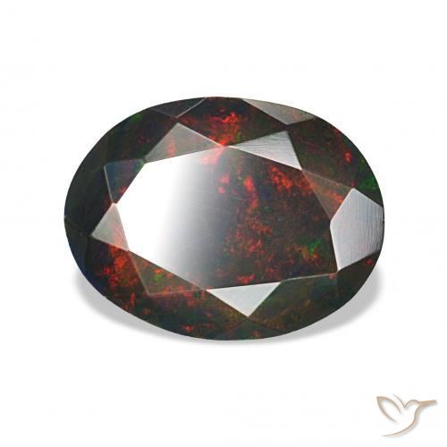 Opale nero Multicolore naturale da 1.28 ct, Ovale, Opaco