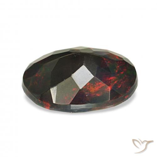 Opale nero Multicolore naturale da 1.28 ct, Ovale, Opaco