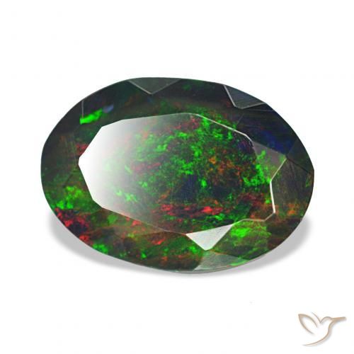 Opale nero Multicolore naturale da 1.45 ct, Ovale, Opaco