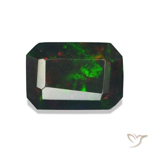 Opale nero Multicolore naturale da 0.99 ct, Ottagonale / Taglio smeraldo, Opaco