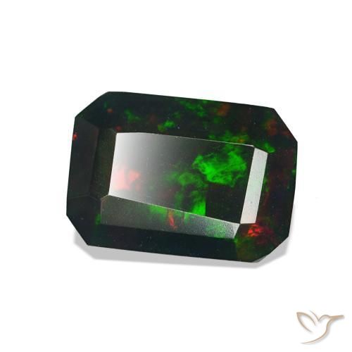 Opale nero Multicolore naturale da 0.99 ct, Ottagonale / Taglio smeraldo, Opaco