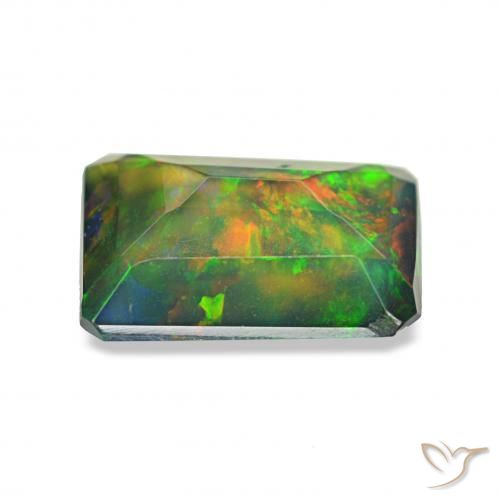 Opale nero Multicolore naturale da 0.77 ct, Ottagonale / Taglio smeraldo, Opaco