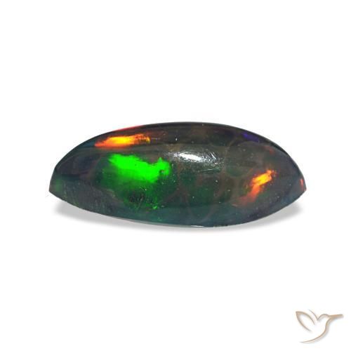 Opale nero naturale multicolore da 0,64 ct, marchesa, traslucido