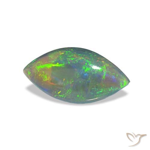 Opale nero naturale multicolore da 0,56 ct, marchesa, traslucido