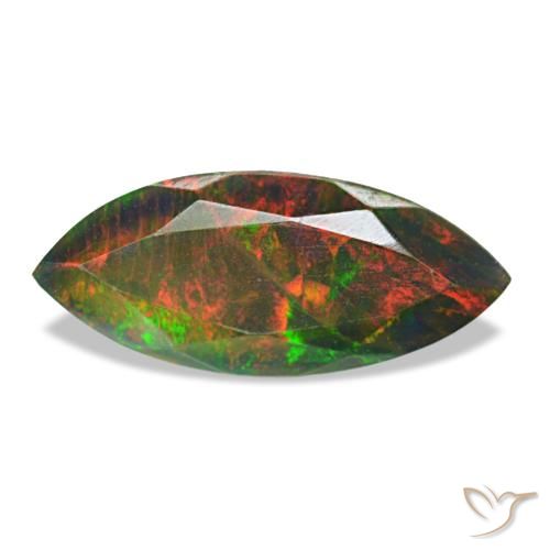 Opale nero naturale multicolore da 1,58 ct, marchesa, traslucido