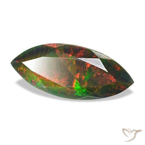 Opale nero naturale multicolore da 1,58 ct, marchesa, traslucido