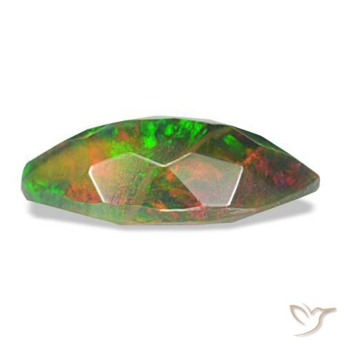 Opale nero naturale multicolore da 1,58 ct, marchesa, traslucido