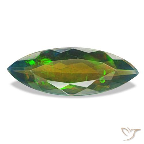 Opale nero naturale multicolore da 2,28 ct, marchesa, traslucido