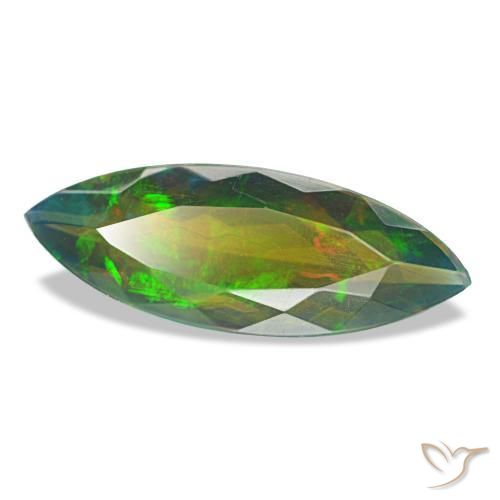 Opale nero naturale multicolore da 2,28 ct, marchesa, traslucido