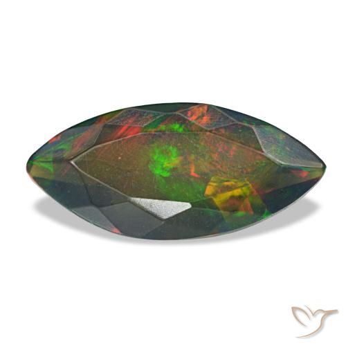 Opale nero naturale multicolore da 1,00 ct, marchesa, traslucido