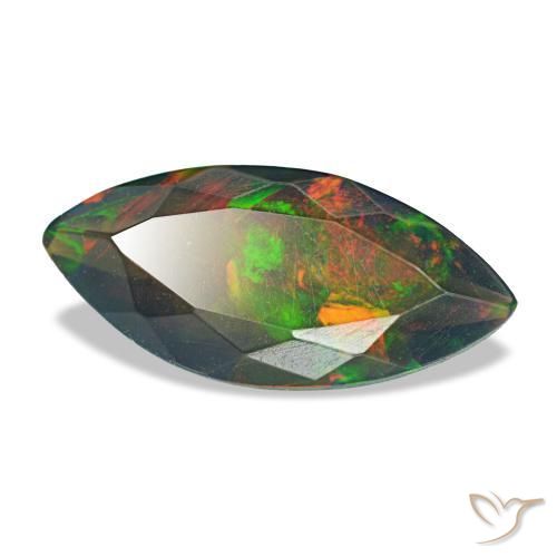 Opale nero naturale multicolore da 1,00 ct, marchesa, traslucido