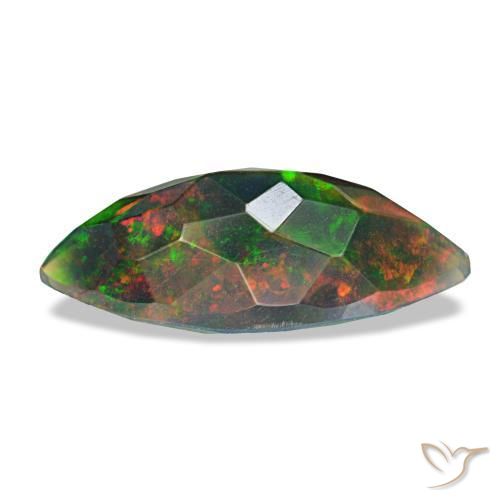 Opale nero naturale multicolore da 1,50 ct, marchesa, opaco