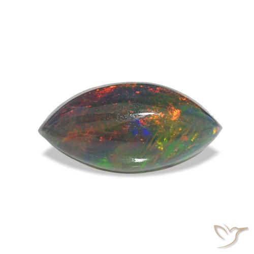 Opale nero naturale multicolore da 0,78 ct, marchesa, traslucido