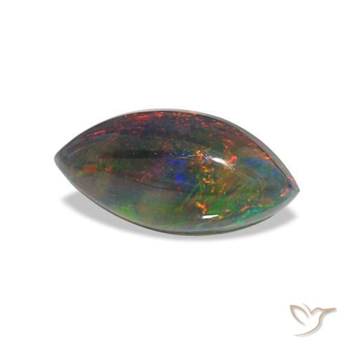 Opale nero naturale multicolore da 0,78 ct, marchesa, traslucido