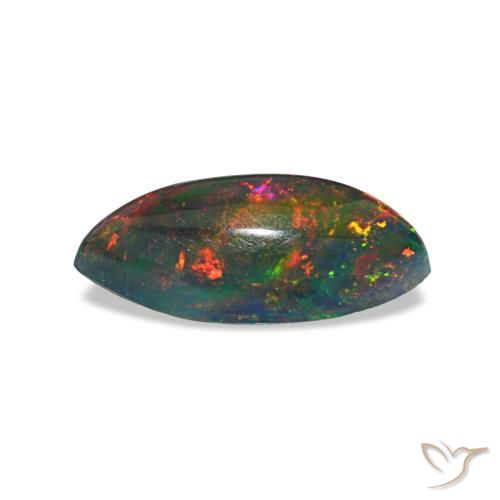 Opale nero naturale multicolore da 0,78 ct, marchesa, traslucido