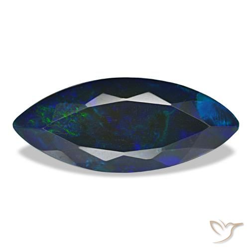 Opale nero naturale multicolore da 3,65 ct, marchesa, traslucido