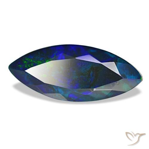 Opale nero naturale multicolore da 3,65 ct, marchesa, traslucido