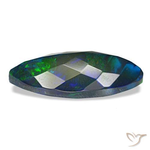 Opale nero naturale multicolore da 3,65 ct, marchesa, traslucido