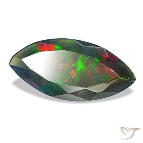 Opale nero naturale multicolore da 1,29 ct, marchesa, traslucido