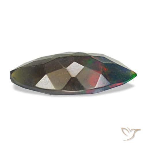 Opale nero naturale multicolore da 1,29 ct, marchesa, traslucido