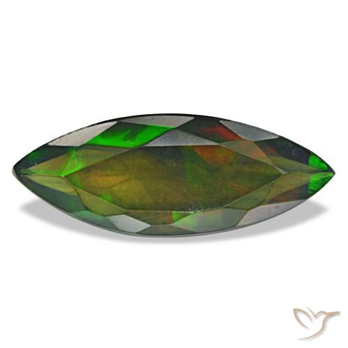 Opale nero naturale multicolore da 2,60 ct, marchesa, traslucido