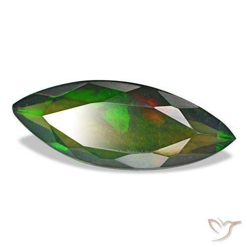 Opale nero naturale multicolore da 2,60 ct, marchesa, traslucido