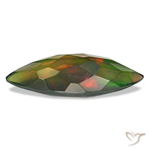 Opale nero naturale multicolore da 2,60 ct, marchesa, traslucido