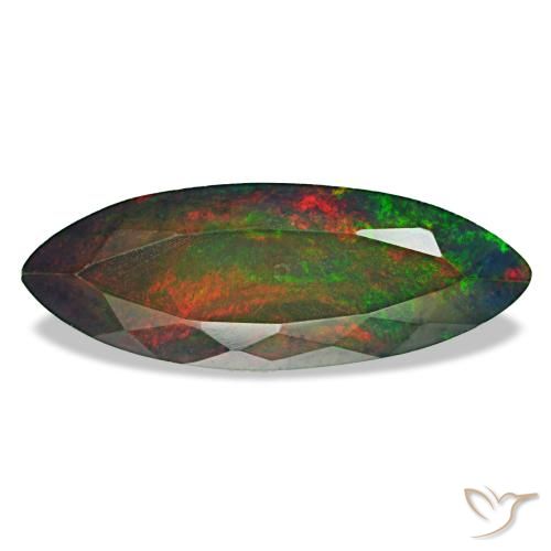 3.69ct multicolore opale nero, marchesa, opaco