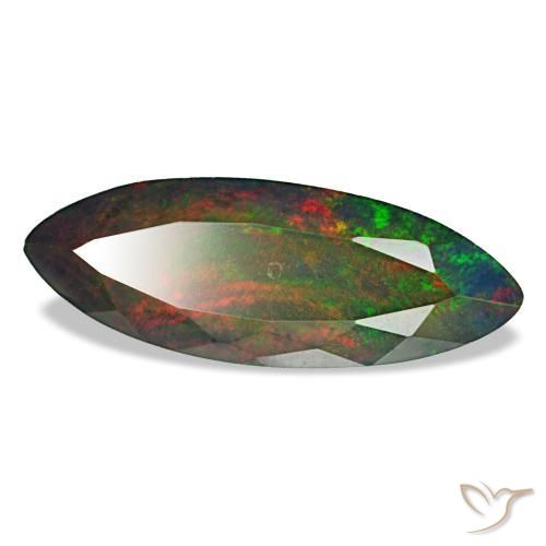 Opale nero naturale multicolore da 3,69 ct, marchesa, opaco