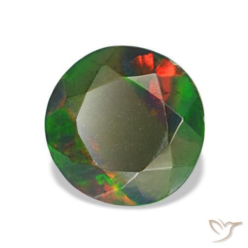 Opale nero naturale multicolore da 1,13 ct, taglio rotondo, opaco