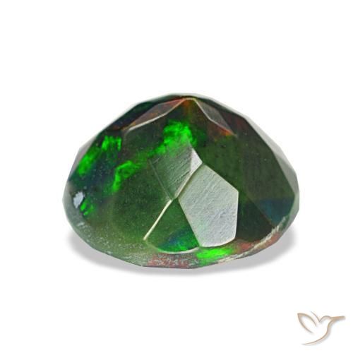 Opale nero naturale multicolore da 1,13 ct, taglio rotondo, opaco