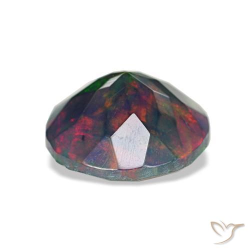 Opale nero naturale multicolore da 1,18 ct, taglio rotondo, opaco