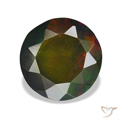 1.69ct multicolore opale nero, rotondo, opaco