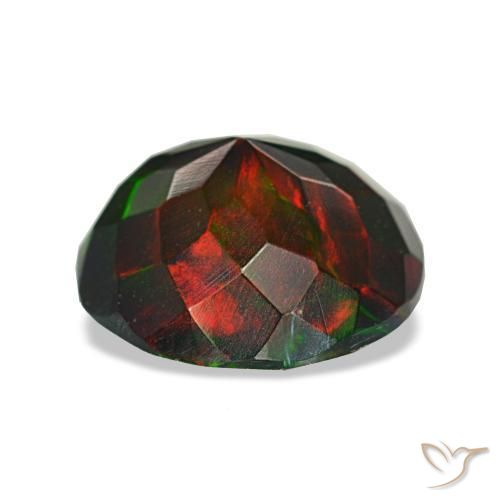 Opale nero naturale multicolore da 1,69 ct, taglio rotondo, opaco
