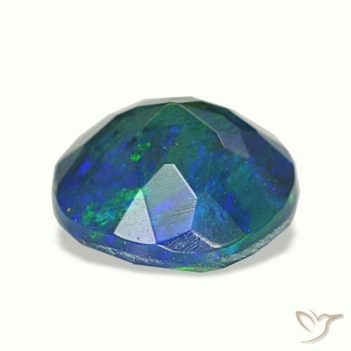 Opale nero naturale multicolore da 1,62 ct, taglio rotondo, traslucido