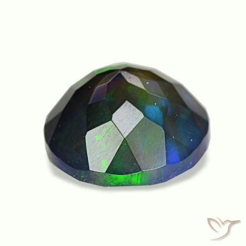 Opale nero naturale multicolore da 1,91 ct, taglio rotondo, traslucido