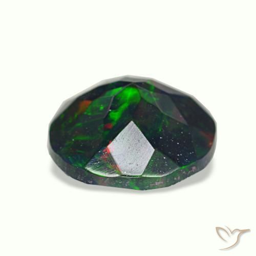 Opale nero naturale multicolore da 0,75 ct, taglio rotondo, opaco