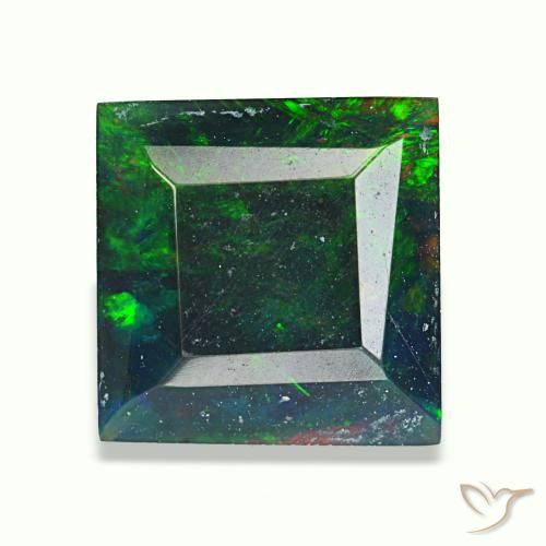 Opale nero naturale multicolore da 1,57 ct, quadrato, opaco