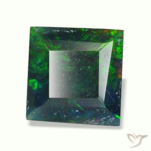 Opale nero naturale multicolore da 1,57 ct, quadrato, opaco
