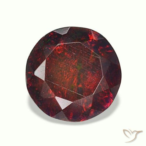 Opale nero naturale multicolore da 1,33 ct, taglio rotondo, opaco