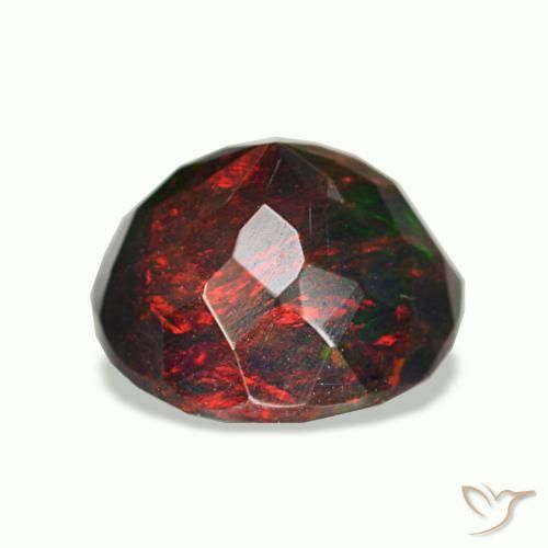 Opale nero naturale multicolore da 1,33 ct, taglio rotondo, opaco