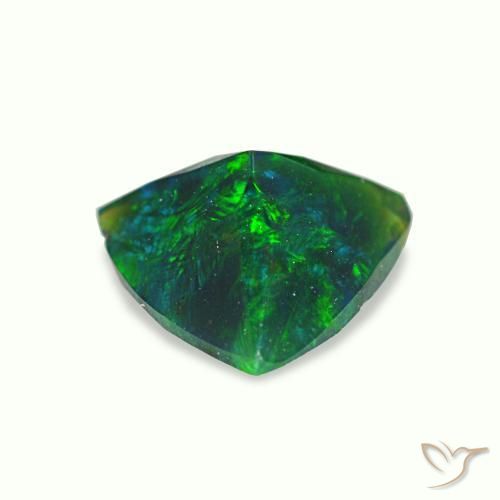 Opale nero naturale multicolore da 0,42 ct, trillion, opaco