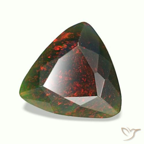 Opale nero naturale multicolore da 1,27 ct, trillion, opaco