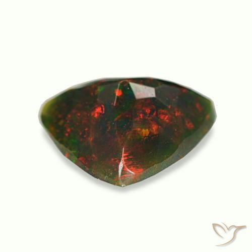 Opale nero naturale multicolore da 1,27 ct, trillion, opaco