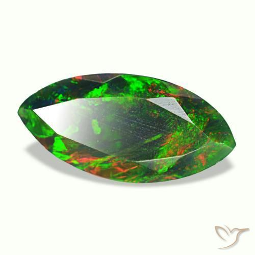 Opale nero naturale multicolore da 1,98 ct, marchesa, opaco