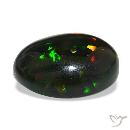 Opale nero naturale multicolore da 14,55 ct, taglio ovale, opaco